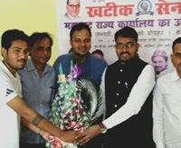 Kiran Kumar Titoriya Khatik welcomes Indresh Chandra Khatik At The Opening of KHATIK SENA’S MAHARASHTRA OFFICE  IN MUMBAI