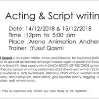 Yusuf Qasmi will conduct Acting and Writing workshop for Arena Animation Andheri west